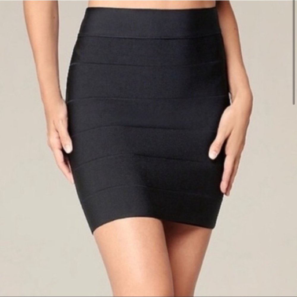 High Waisted Black Bebe Bandage Skirt